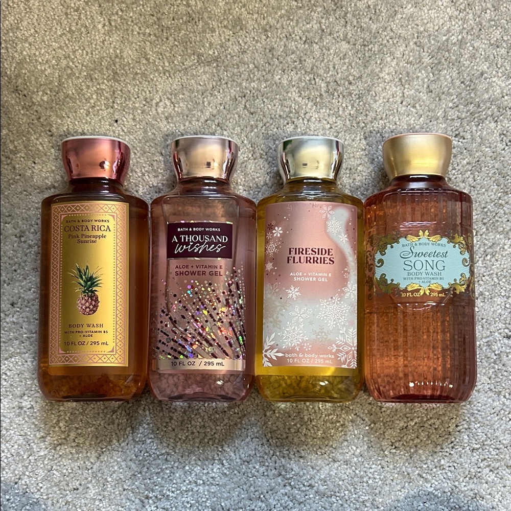 Bath & Body Works Pink, Gold & Peach Body Wash Set - 4 Bottles